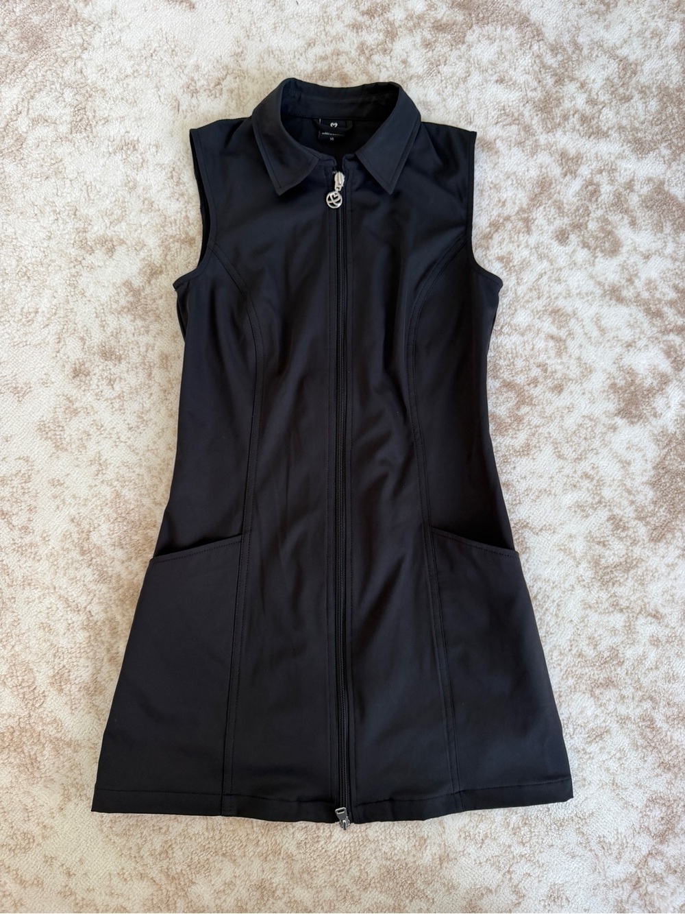Daily Sports Black Sleeveless Zip-Front Dress